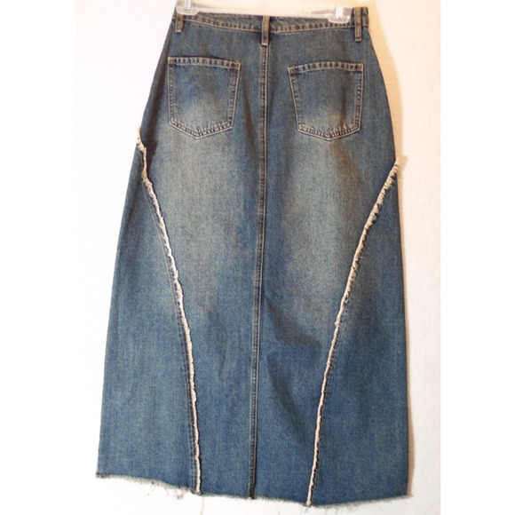 Hot Topic Skirt Juniors XS Social Collision Frayed Star Denim Maxi Pockets‎ NWT - Picture 3 of 10